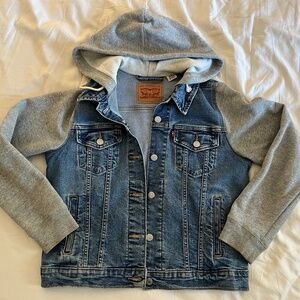 Levi’s Denim Trucker Jean Jacket with Hoodie Sleeves and Hood